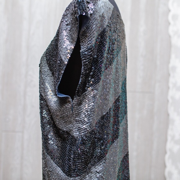 HH Haute Hippie Chevron Sequin Silk shift L - Picture 4 of 8